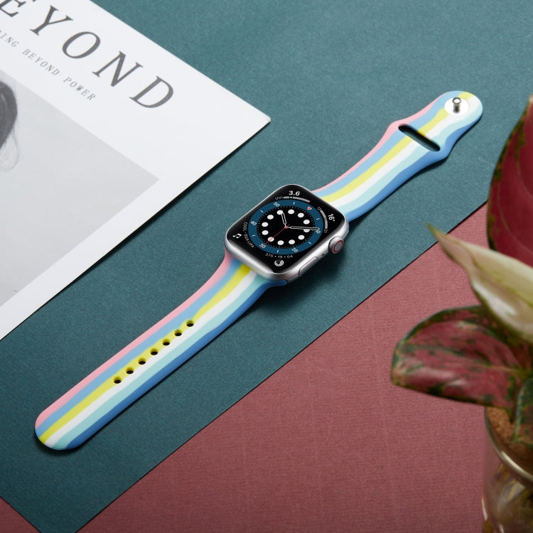 Rainbow Silicone Strap Watch Band For Apple Watch Series 9&8&7 41mm / SE 3&SE 2&6&SE&5&4 40mm / 3&2&1 38mm(5) by buy2fix