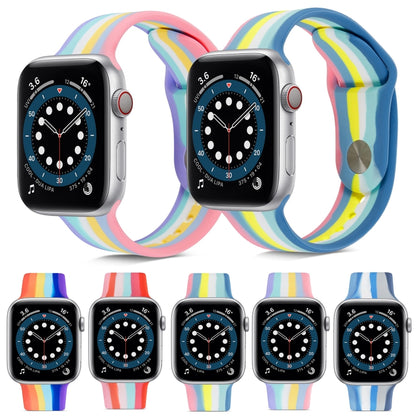 Rainbow Silicone Strap Watch Band For Apple Watch Series 9&8&7 41mm / SE 3&SE 2&6&SE&5&4 40mm / 3&2&1 38mm(6) by buy2fix