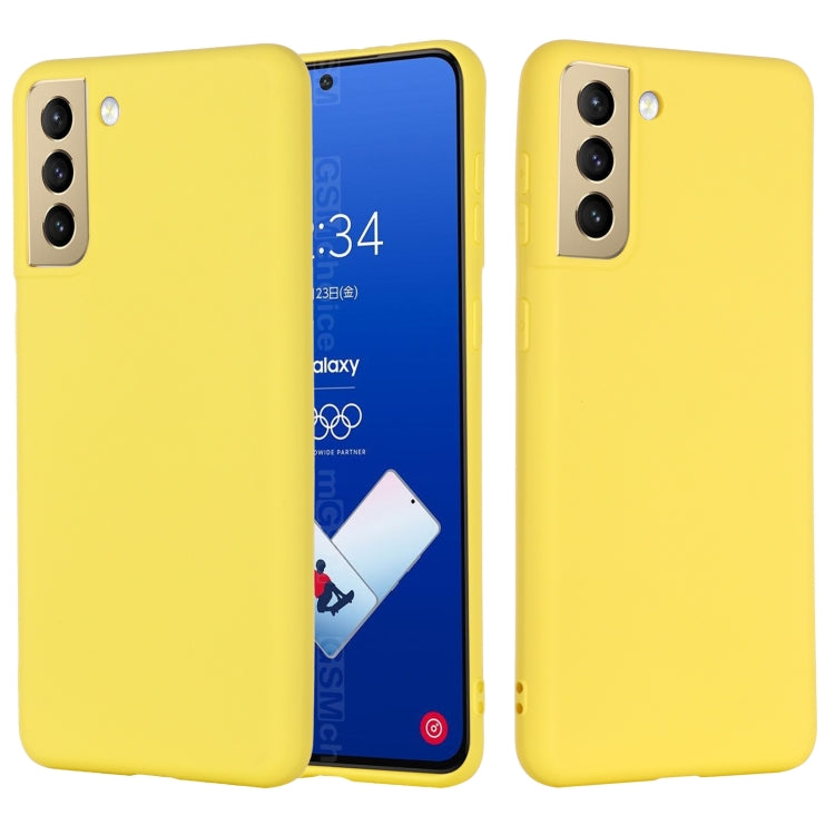For Samsung Galaxy S21 FE 5G Pure Color Liquid Silicone Shockproof Full Coverage Case(Yellow) - Galaxy Phone Cases by buy2fix | Online Shopping UK | buy2fix