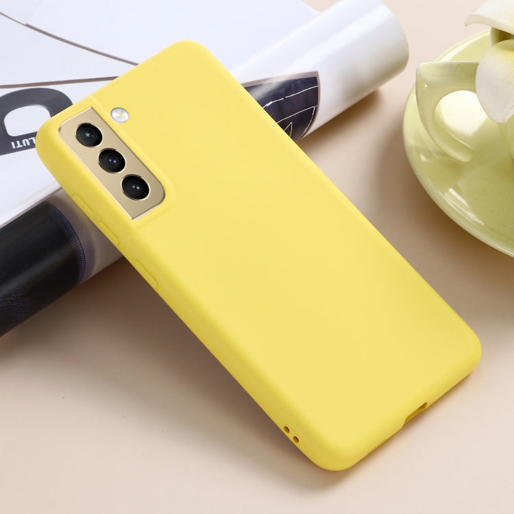 For Samsung Galaxy S21 FE 5G Pure Color Liquid Silicone Shockproof Full Coverage Case(Yellow) - Galaxy Phone Cases by buy2fix | Online Shopping UK | buy2fix