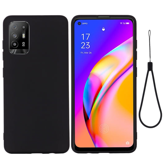 For OPPO F19 Pro+ 5G / A94 5G / Reno5 Z Pure Color Liquid Silicone Shockproof Full Coverage Case(Black) by buy2fix