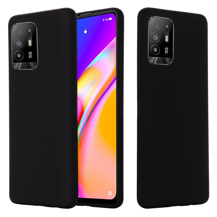 For OPPO F19 Pro+ 5G / A94 5G / Reno5 Z Pure Color Liquid Silicone Shockproof Full Coverage Case(Black) by buy2fix