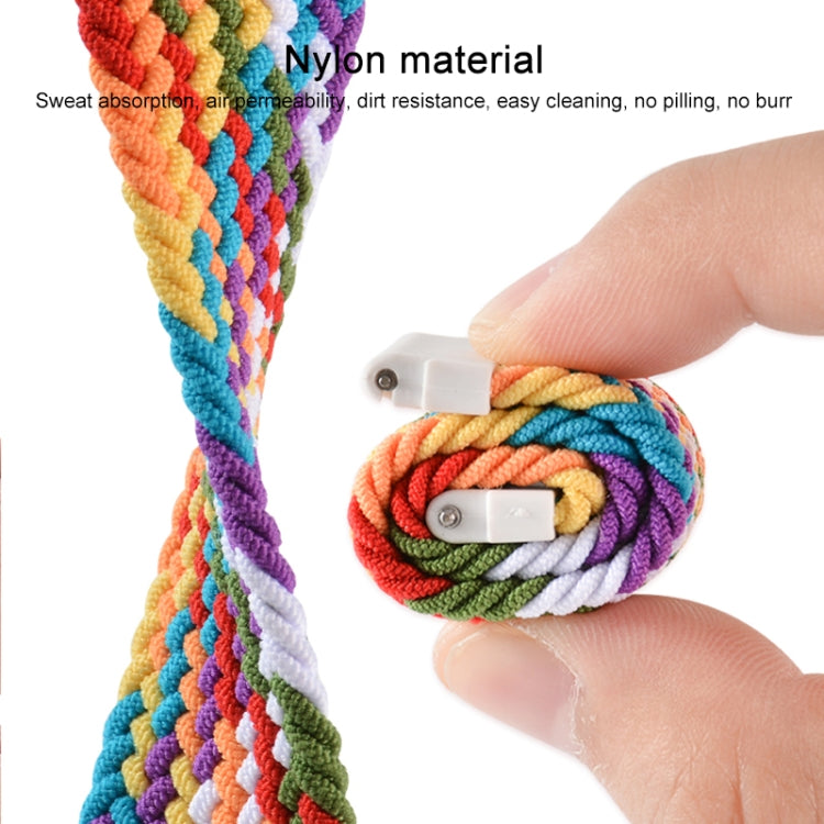 For Huawei Watch 3 / 3 Pro Adjustable Nylon Braided Elasticity Watch Band, Size:155mm(Rainbow) by buy2fix