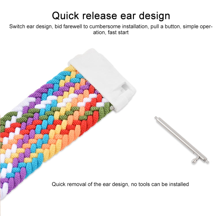 For Huawei Watch 3 / 3 Pro Adjustable Nylon Braided Elasticity Watch Band, Size:155mm(Rainbow) by buy2fix