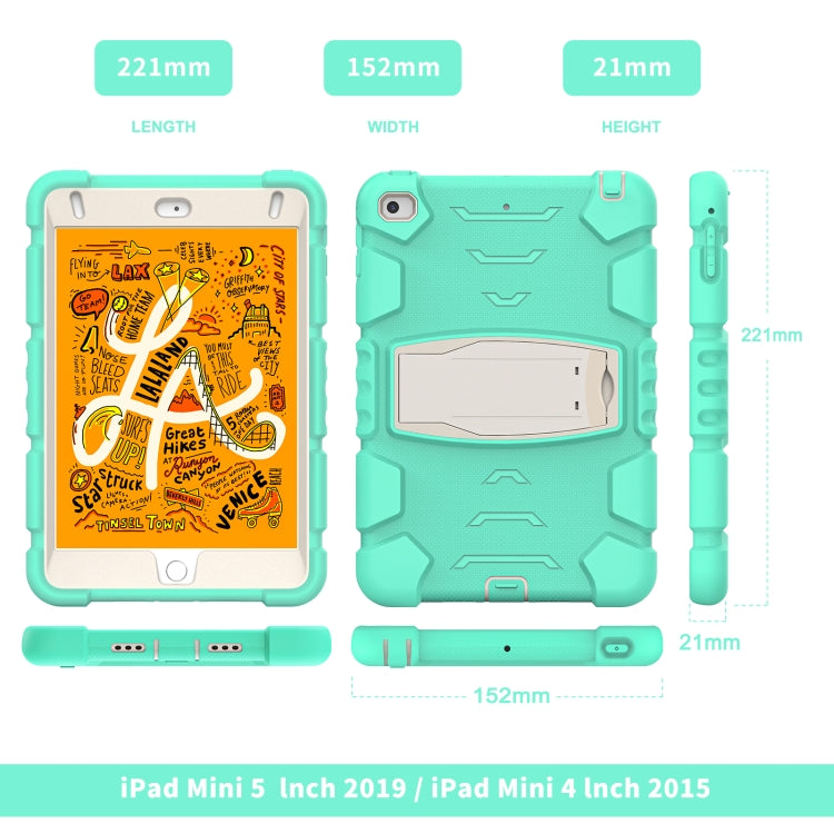 3-Layer Protection Screen Frame + PC + Silicone Shockproof Combination Case with Holder For iPad mini 5 / 4(Mint Green) - iPad mini (2019) / mini 5 Cases by buy2fix | Online Shopping UK | buy2fix