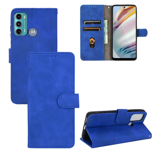 For Motorola Moto G60 / G40 Fusion Solid Color Skin Feel Magnetic Buckle Horizontal Flip Calf Texture PU Leather Case with Holder & Card Slots & Wallet(Blue) - Motorola Cases by buy2fix | Online Shopping UK | buy2fix