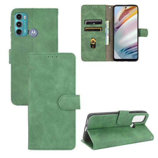 For Motorola Moto G60 / G40 Fusion Solid Color Skin Feel Magnetic Buckle Horizontal Flip Calf Texture PU Leather Case with Holder & Card Slots & Wallet(Green)