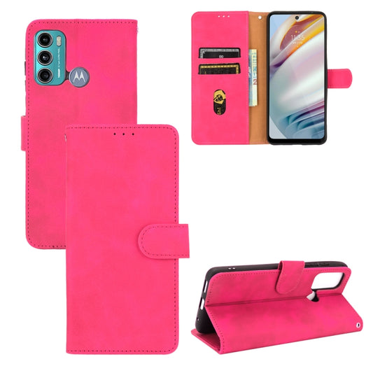 For Motorola Moto G60 / G40 Fusion Solid Color Skin Feel Magnetic Buckle Horizontal Flip Calf Texture PU Leather Case with Holder & Card Slots & Wallet(Rose Red) - Motorola Cases by buy2fix | Online Shopping UK | buy2fix