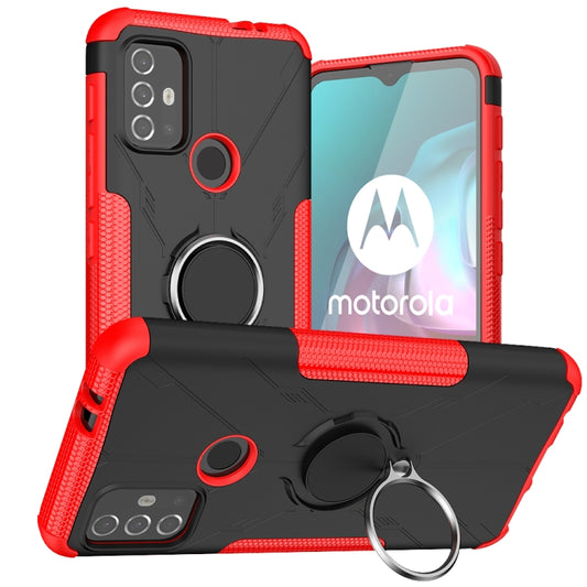 For Motorola  Moto G30 Armor Bear Shockproof PC + TPU Protective Case with Ring Holder(Red) - Motorola Cases by buy2fix | Online Shopping UK | buy2fix