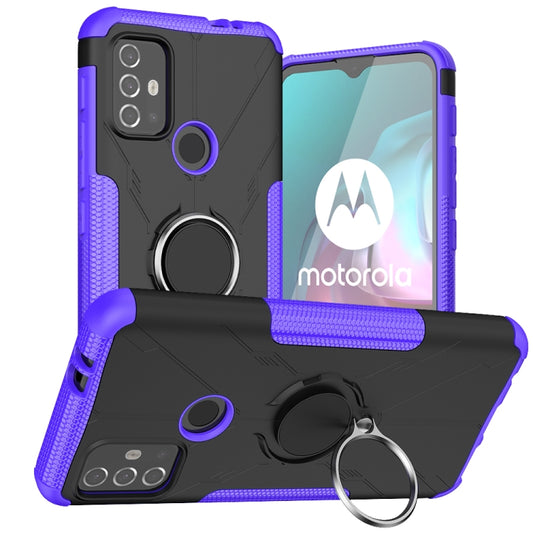 For Motorola  Moto G30 Armor Bear Shockproof PC + TPU Protective Case with Ring Holder(Purple) - Motorola Cases by buy2fix | Online Shopping UK | buy2fix