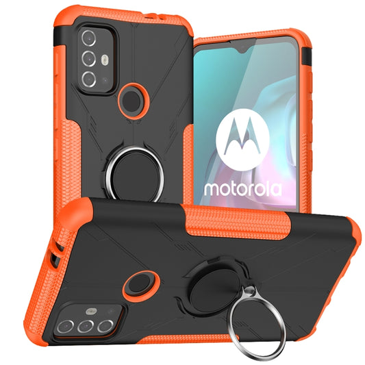 For Motorola  Moto G30 Armor Bear Shockproof PC + TPU Protective Case with Ring Holder(Orange) - Motorola Cases by buy2fix | Online Shopping UK | buy2fix