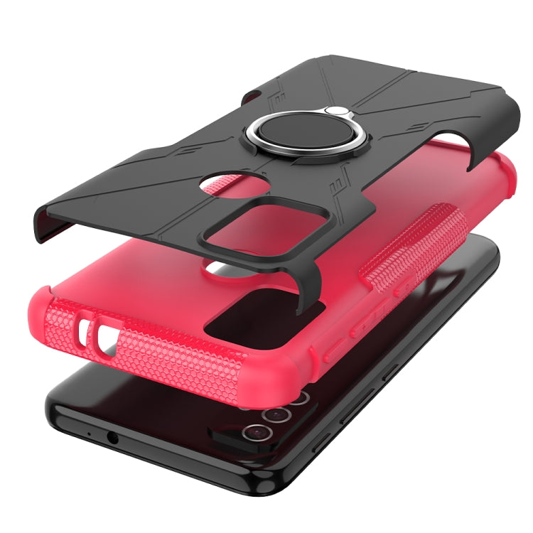 For Motorola Moto G30 Armor Bear Shockproof PC + TPU Protective Case with Ring Holder(Rose Red) by buy2fix