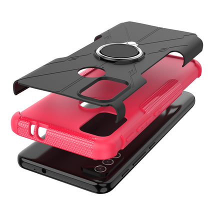 For Motorola Moto G30 Armor Bear Shockproof PC + TPU Protective Case with Ring Holder(Rose Red) by buy2fix