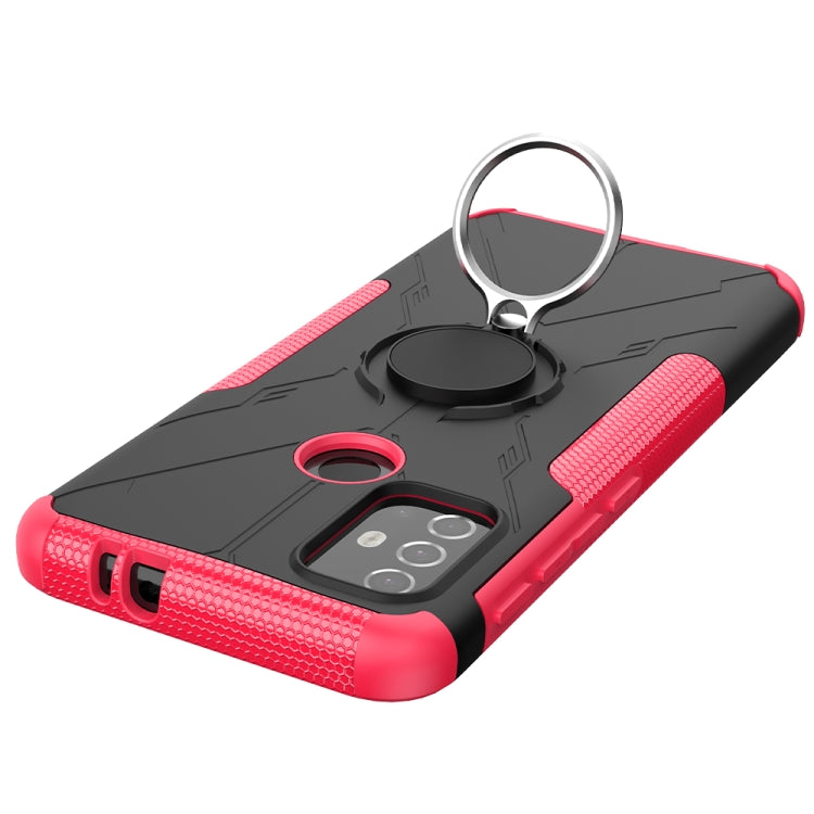 For Motorola Moto G30 Armor Bear Shockproof PC + TPU Protective Case with Ring Holder(Rose Red) by buy2fix