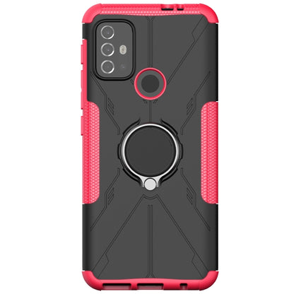 For Motorola Moto G30 Armor Bear Shockproof PC + TPU Protective Case with Ring Holder(Rose Red) by buy2fix