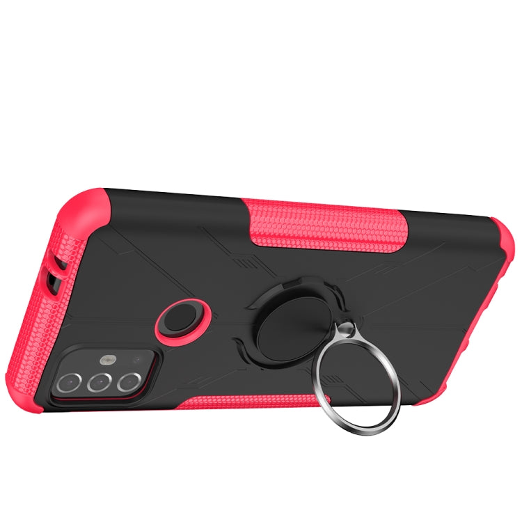 For Motorola Moto G30 Armor Bear Shockproof PC + TPU Protective Case with Ring Holder(Rose Red) by buy2fix