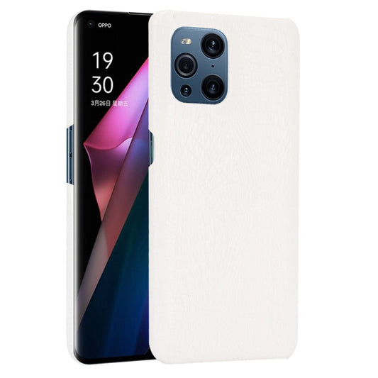 For OPPO Find X3 / X3 Pro Shockproof Crocodile Texture PC + PU Case(White) by buy2fix