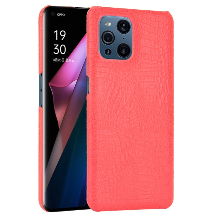 For OPPO Find X3 / X3 Pro Shockproof Crocodile Texture PC + PU Case(Red) by buy2fix