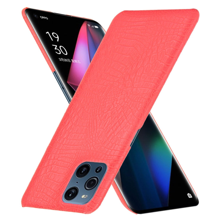 For OPPO Find X3 / X3 Pro Shockproof Crocodile Texture PC + PU Case(Red) by buy2fix