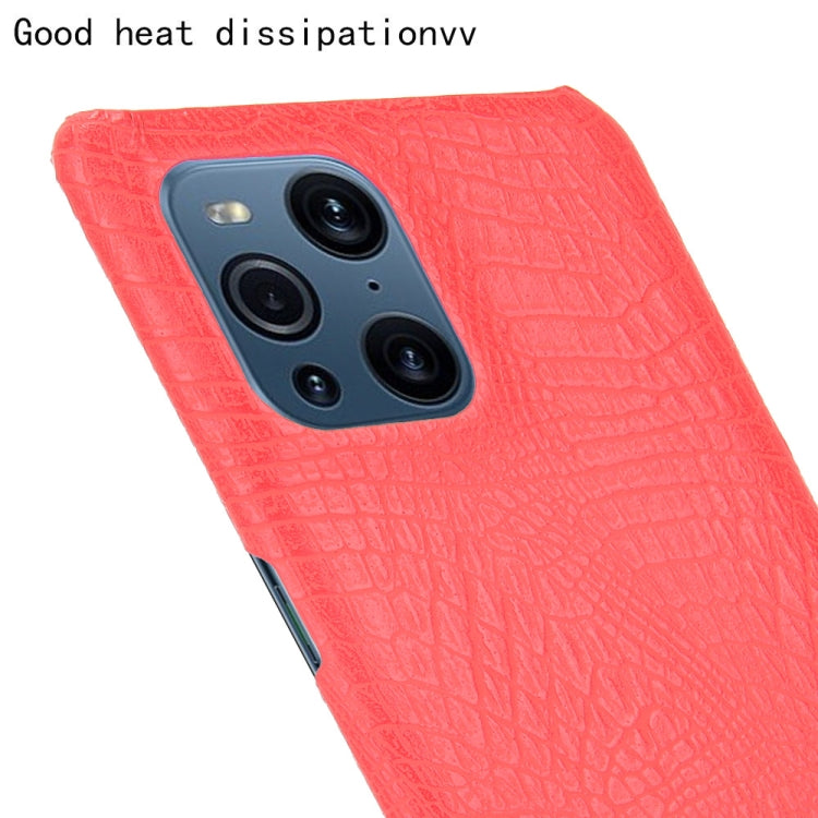 For OPPO Find X3 / X3 Pro Shockproof Crocodile Texture PC + PU Case(Red) by buy2fix