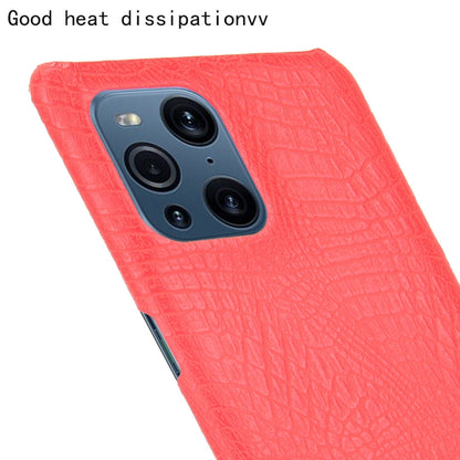 For OPPO Find X3 / X3 Pro Shockproof Crocodile Texture PC + PU Case(Red) by buy2fix