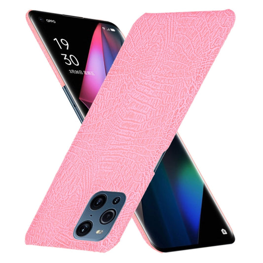 For OPPO Find X3 / X3 Pro Shockproof Crocodile Texture PC + PU Case(Pink) by buy2fix