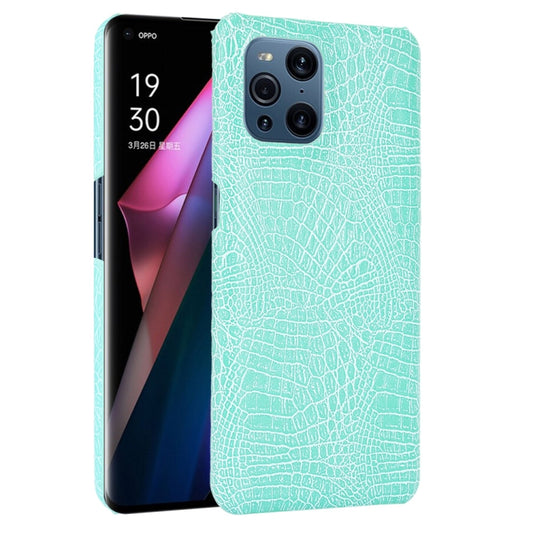 For OPPO Find X3 / X3 Pro Shockproof Crocodile Texture PC + PU Case(Light Green) by buy2fix
