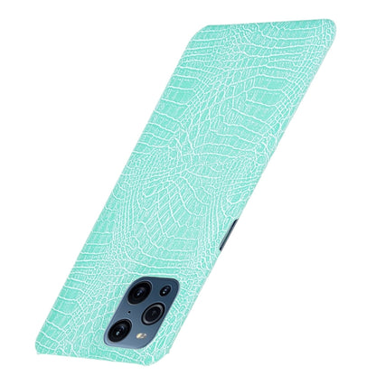 For OPPO Find X3 / X3 Pro Shockproof Crocodile Texture PC + PU Case(Light Green) by buy2fix