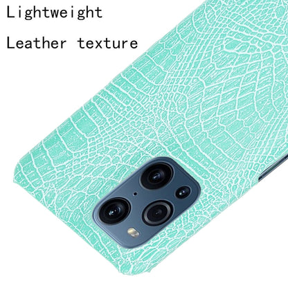 For OPPO Find X3 / X3 Pro Shockproof Crocodile Texture PC + PU Case(Light Green) by buy2fix