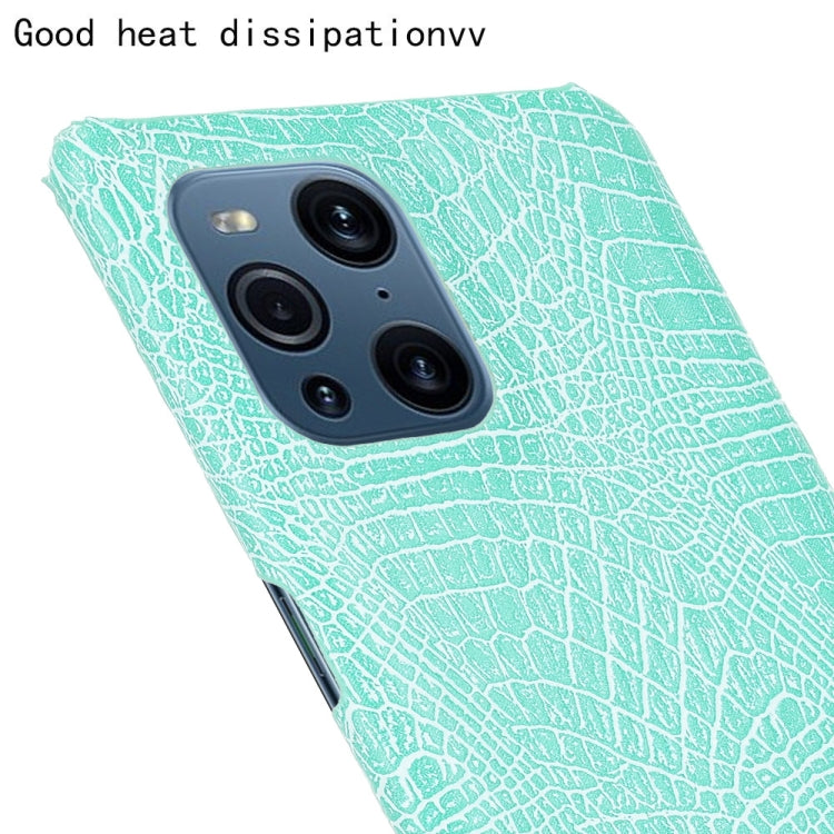 For OPPO Find X3 / X3 Pro Shockproof Crocodile Texture PC + PU Case(Light Green) by buy2fix