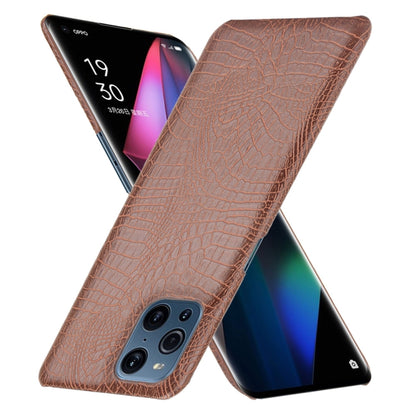For OPPO Find X3 / X3 Pro Shockproof Crocodile Texture PC + PU Case(Brown) by buy2fix