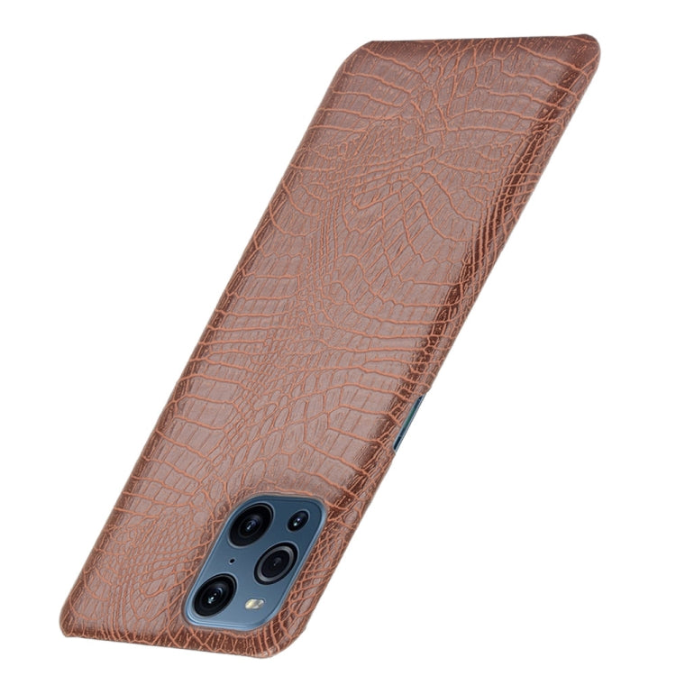 For OPPO Find X3 / X3 Pro Shockproof Crocodile Texture PC + PU Case(Brown) by buy2fix