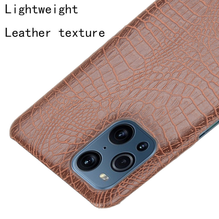 For OPPO Find X3 / X3 Pro Shockproof Crocodile Texture PC + PU Case(Brown) by buy2fix