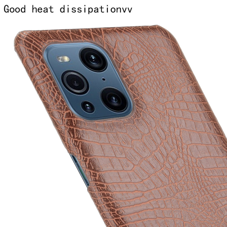 For OPPO Find X3 / X3 Pro Shockproof Crocodile Texture PC + PU Case(Brown) by buy2fix