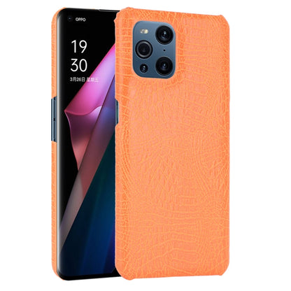 For OPPO Find X3 / X3 Pro Shockproof Crocodile Texture PC + PU Case(Orange) by buy2fix
