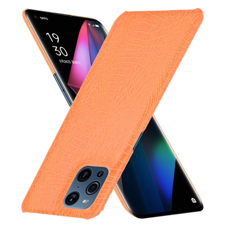 For OPPO Find X3 / X3 Pro Shockproof Crocodile Texture PC + PU Case(Orange) by buy2fix