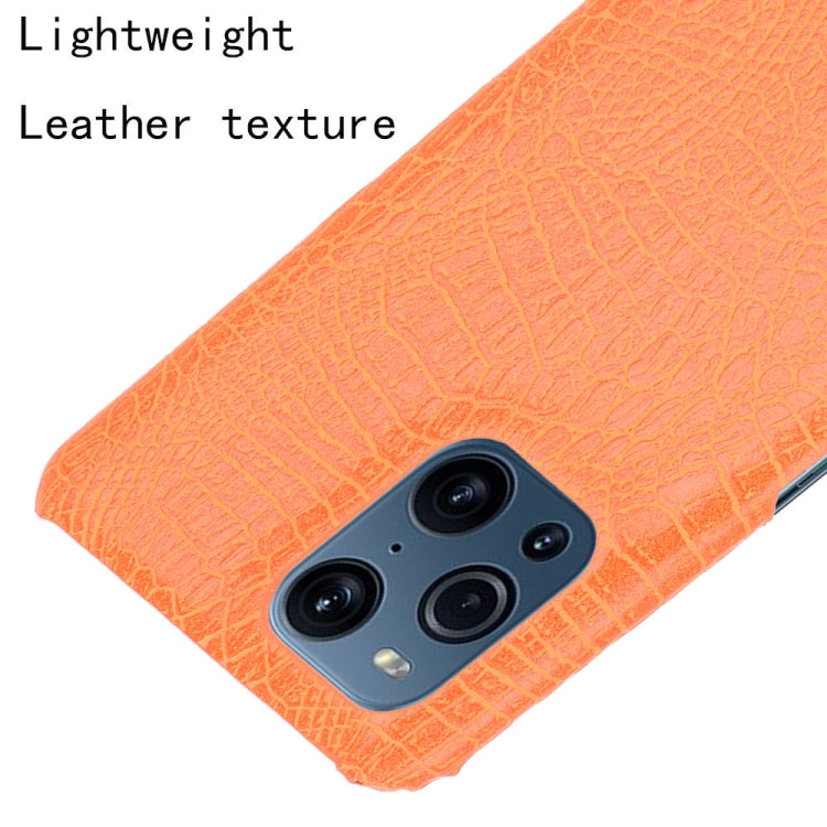 For OPPO Find X3 / X3 Pro Shockproof Crocodile Texture PC + PU Case(Orange) by buy2fix