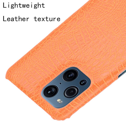 For OPPO Find X3 / X3 Pro Shockproof Crocodile Texture PC + PU Case(Orange) by buy2fix