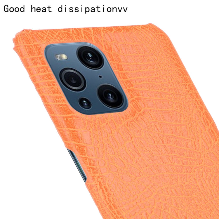 For OPPO Find X3 / X3 Pro Shockproof Crocodile Texture PC + PU Case(Orange) by buy2fix