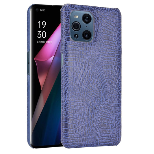For OPPO Find X3 / X3 Pro Shockproof Crocodile Texture PC + PU Case(Blue) by buy2fix