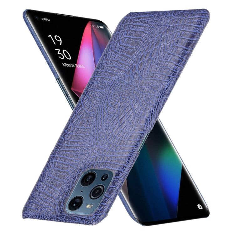 For OPPO Find X3 / X3 Pro Shockproof Crocodile Texture PC + PU Case(Blue) by buy2fix