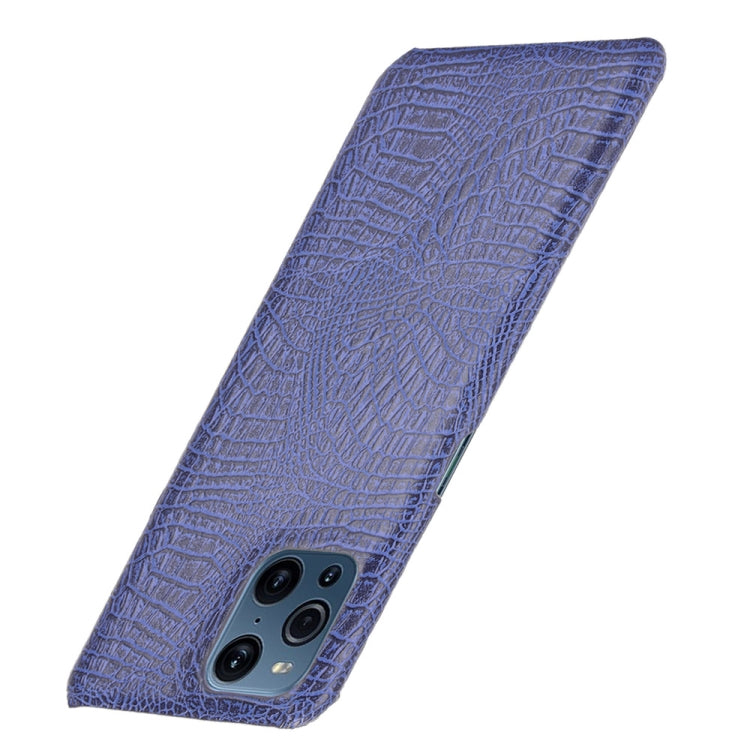 For OPPO Find X3 / X3 Pro Shockproof Crocodile Texture PC + PU Case(Blue) by buy2fix