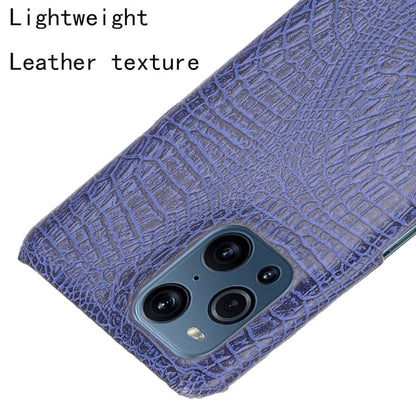 For OPPO Find X3 / X3 Pro Shockproof Crocodile Texture PC + PU Case(Blue) by buy2fix