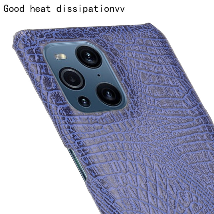 For OPPO Find X3 / X3 Pro Shockproof Crocodile Texture PC + PU Case(Blue) by buy2fix