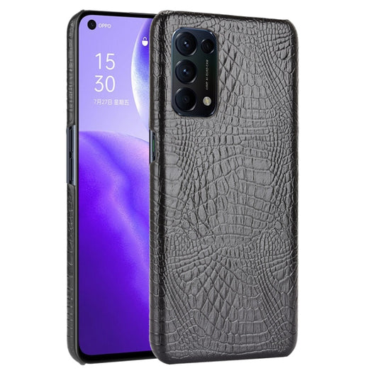 For OPPO Reno5 5G / Find X3 Lite Shockproof Crocodile Texture PC + PU Case(Black) by buy2fix
