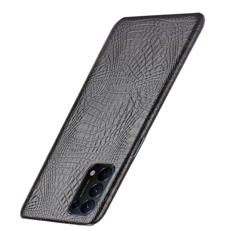 For OPPO Reno5 5G / Find X3 Lite Shockproof Crocodile Texture PC + PU Case(Black) by buy2fix