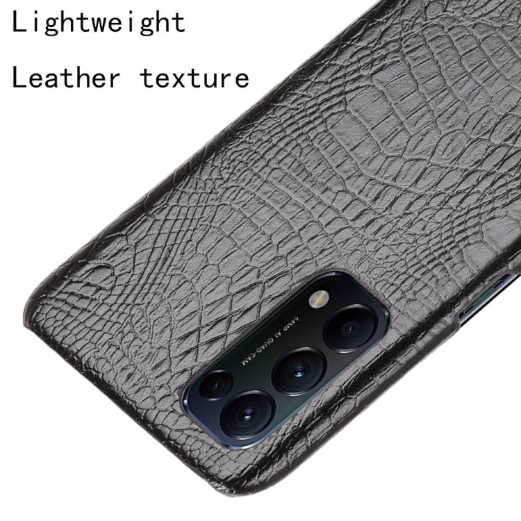 For OPPO Reno5 5G / Find X3 Lite Shockproof Crocodile Texture PC + PU Case(Black) by buy2fix