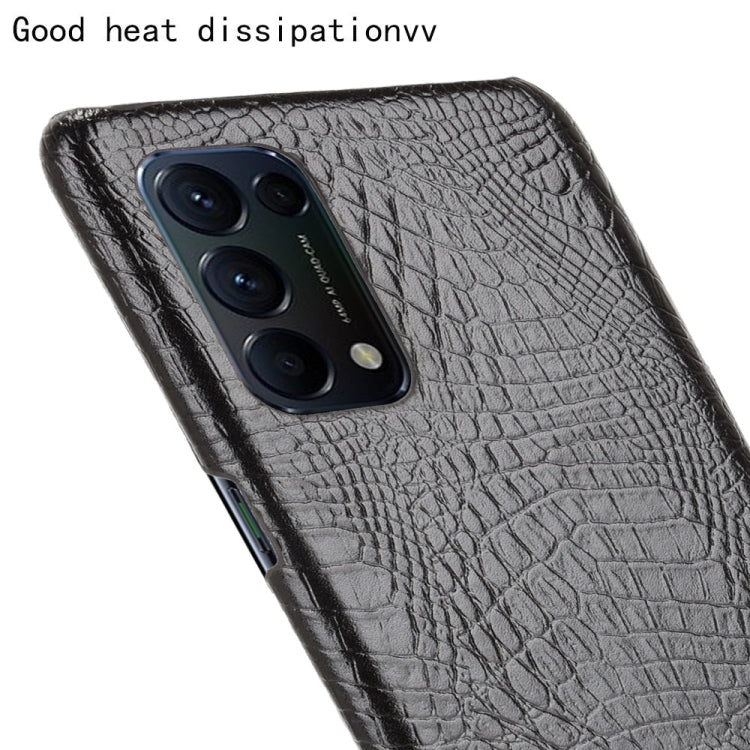 For OPPO Reno5 5G / Find X3 Lite Shockproof Crocodile Texture PC + PU Case(Black) by buy2fix