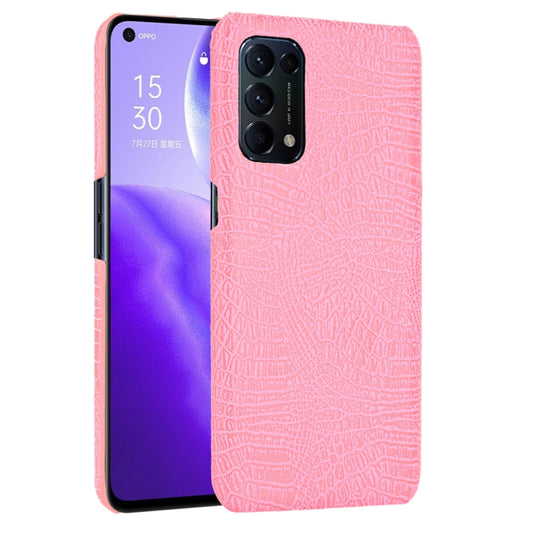 For OPPO Reno5 5G / Find X3 Lite Shockproof Crocodile Texture PC + PU Case(Pink) by buy2fix