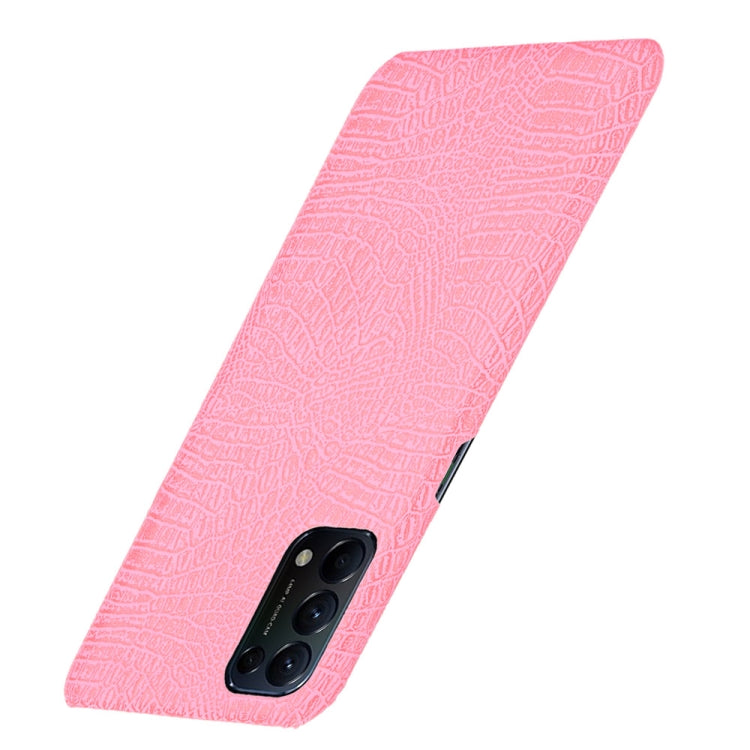 For OPPO Reno5 5G / Find X3 Lite Shockproof Crocodile Texture PC + PU Case(Pink) by buy2fix